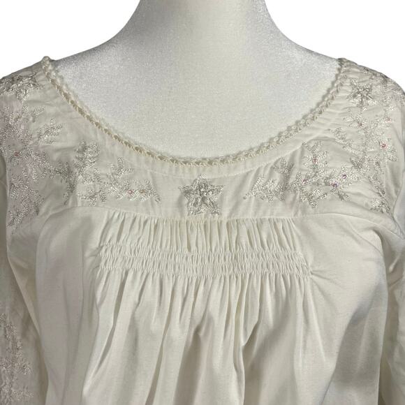 Letarte Handmade Swim Cover Up Med embroidered sequin starfish resort vacation - Picture 4 of 8